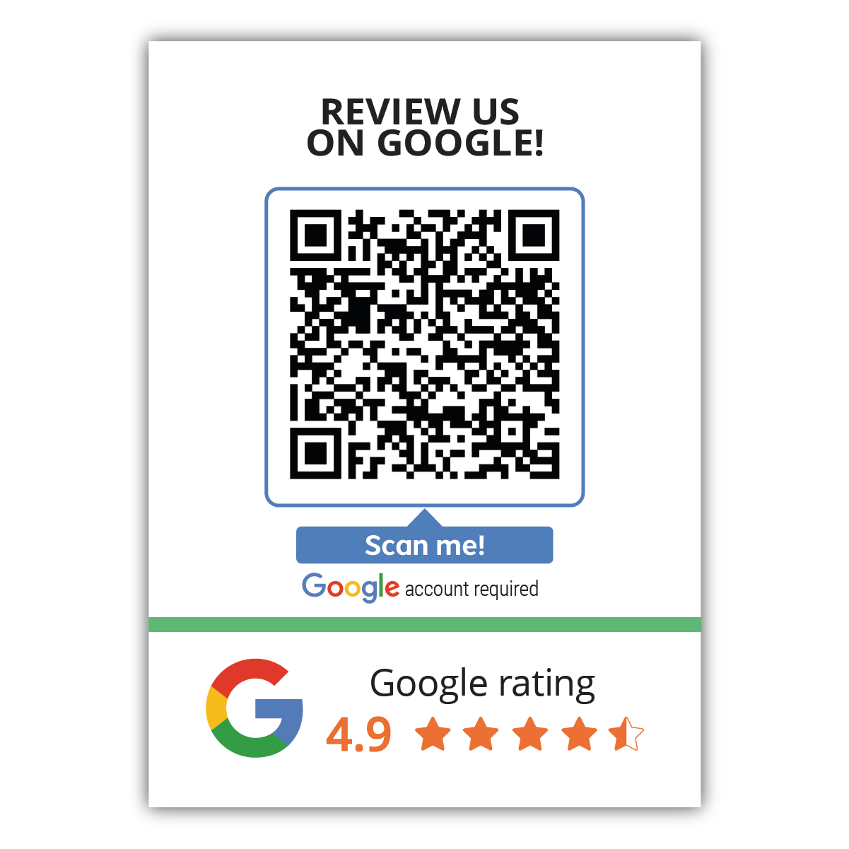 Google Sticker with review QR code & Google score